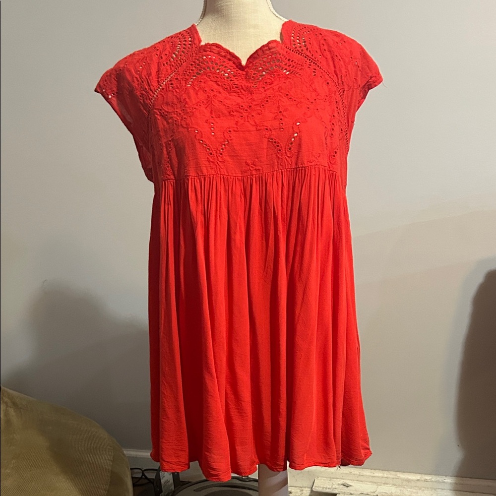 Umgee Vibrant Red Embroidered Blouse